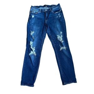 Judy Blue 11/30 Boyfriend Fit Distressed Dark Wash Stretch Jeans JB82198DK